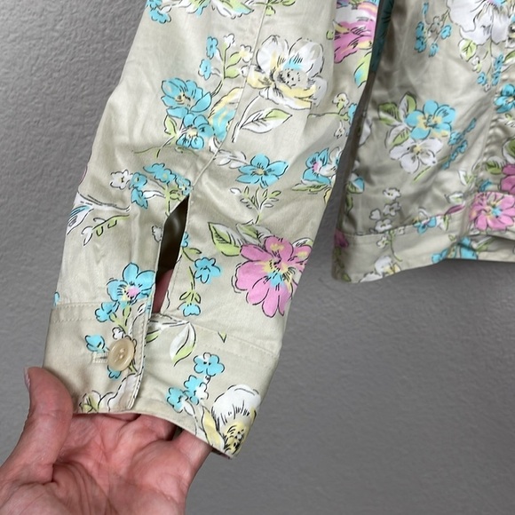 O Oscar De Le Renta Floral Collared Jacket Cream Multi Sz 10 - Picture 4 of 8